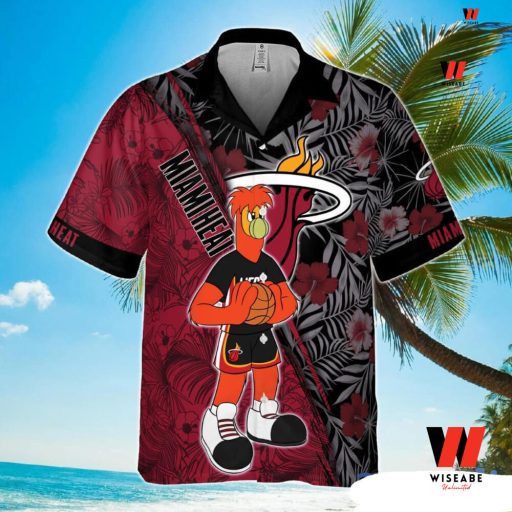 Cheap Red Burnie Mascot Pattern NBA Basketball Miami Heat Hawaiian Shirt