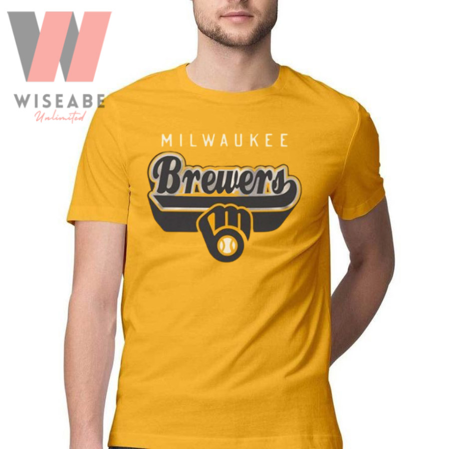 Cheap Logo Of Milwaukee MLB And Nike Yellow Brewers T Shirt - Wiseabe  Apparels