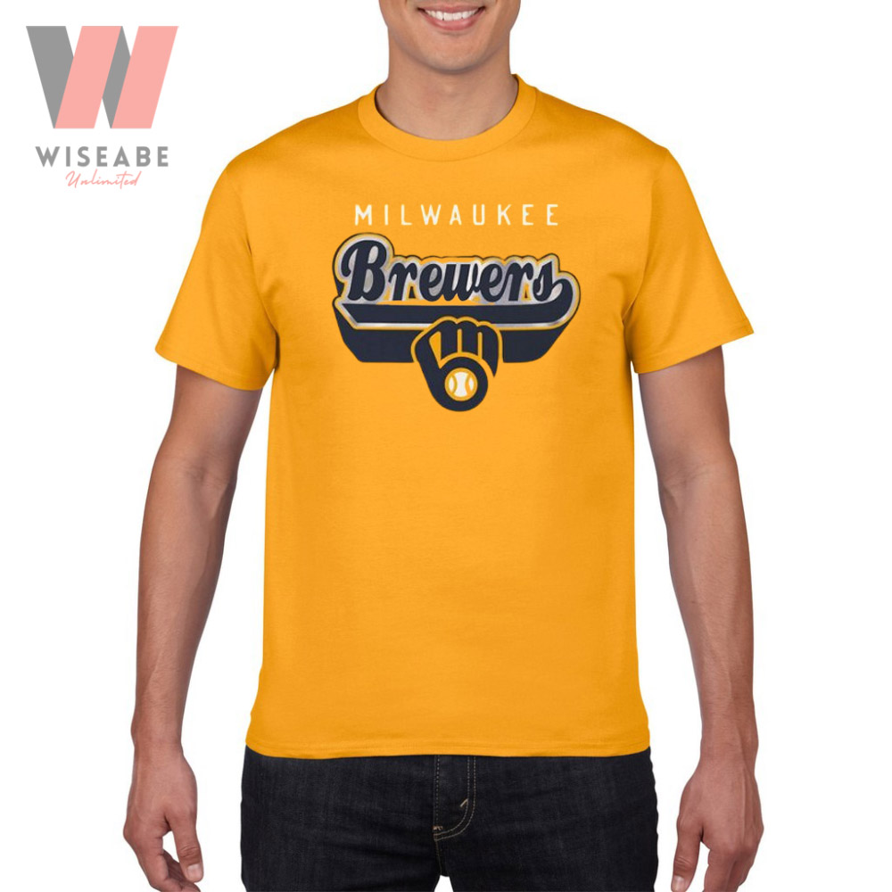 Cheap Logo Of Milwaukee MLB Yellow Brewers T Shirt - Wiseabe Apparels