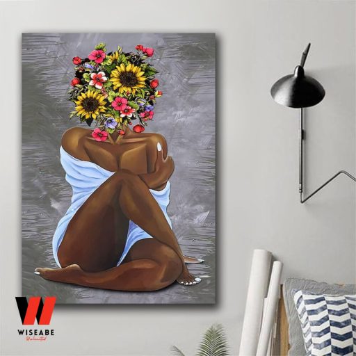 Flowers Pot Head Sexy African American Womens God Says You Are Strong Lovely Wall Art Poster, Gifts For Young Black Girl