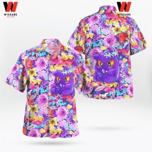 Cheap Gengar Playing With Flowers Pokemon Hawaiian Shirt, Gengar Hawaiian Shirt