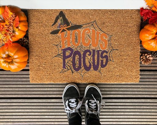 Unique Halloween Spider Web Witch Hat Hocus Pocus Doormat