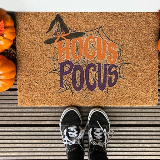 Unique Halloween Spider Web Witch Hat Hocus Pocus Doormat