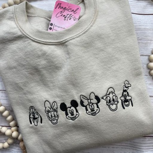 Unique Disney Characters Embroidered Halloween Sweatshirt