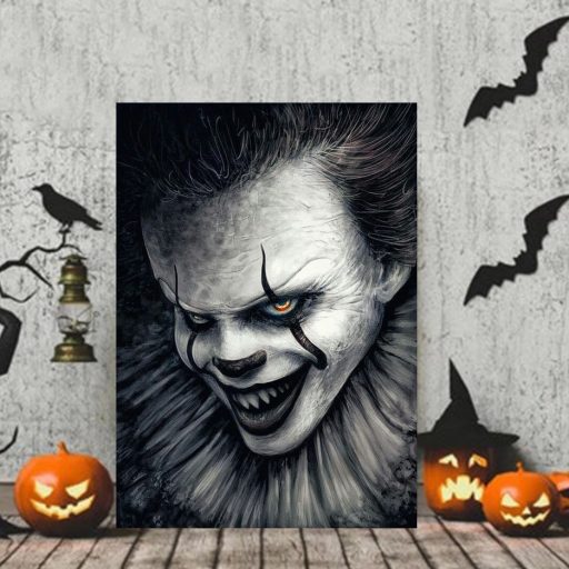 Horror IT Smile Black And White Halloween Canvas Painting