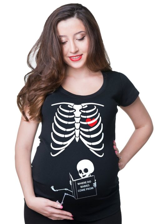 Cheap Halloween Baby Skeleton Maternity Shirt