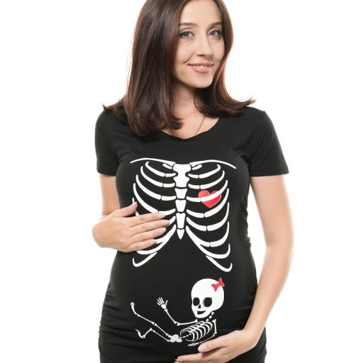 Halloween Skeleton Baby Girl Skeleton Maternity Shirt