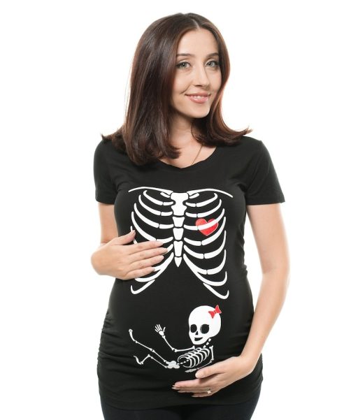 Halloween Skeleton Baby Girl Skeleton Maternity Shirt