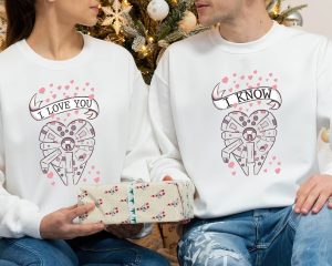 Millennium Falcon I Know I love You Star Wars Valentine Couple Sweatshirt, Couples Valentines Gifts