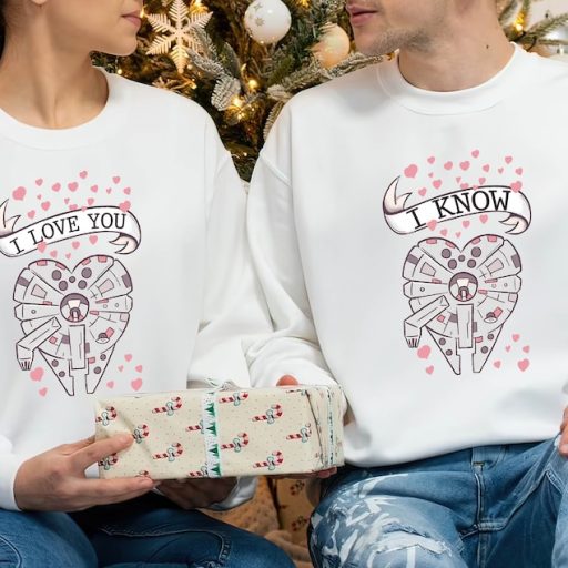 Millennium Falcon I Know I love You Star Wars Valentine Couple Sweatshirt, Couples Valentines Gifts