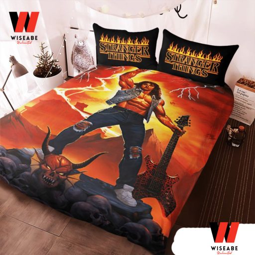 Cheap Eddie Munson Stranger Things Bedding Duvet Cover, Stranger Things Fleece Blanket