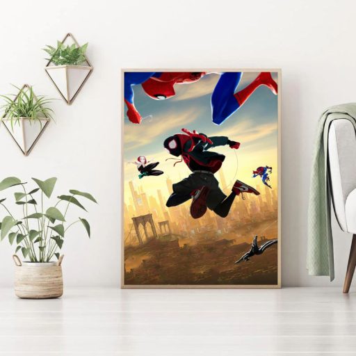 Hot Sony Pictures Movie 2018 Spider Man Into The Spider Verse Poster, Gifts For Spiderman Fans