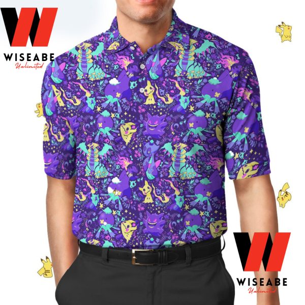 Cheap Purple Pokemon Polo Shirt, Pokemon Collared Shirt,Mens Pokemon Shirt