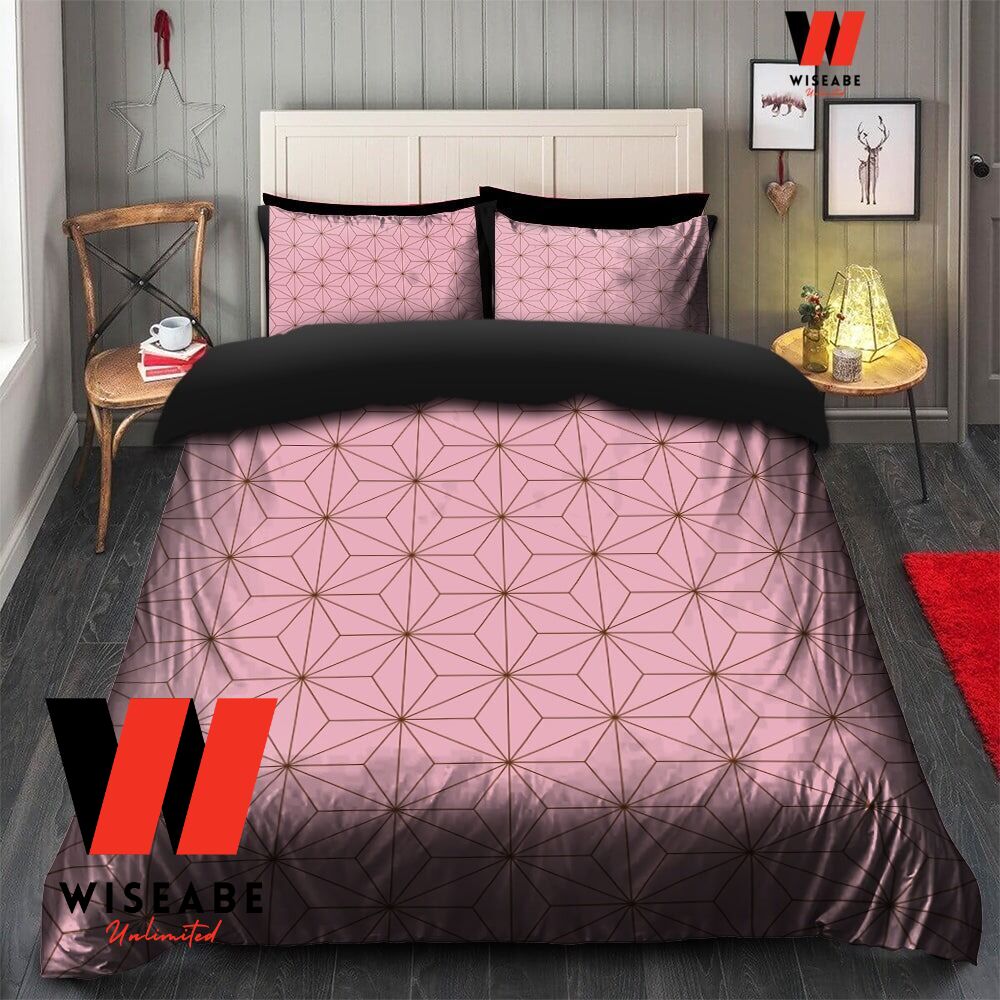 Cheap Black Pink Nezuko Inspired Demon Slayer Bedding Set, Demon Slayer Gift For Nezuko Fans