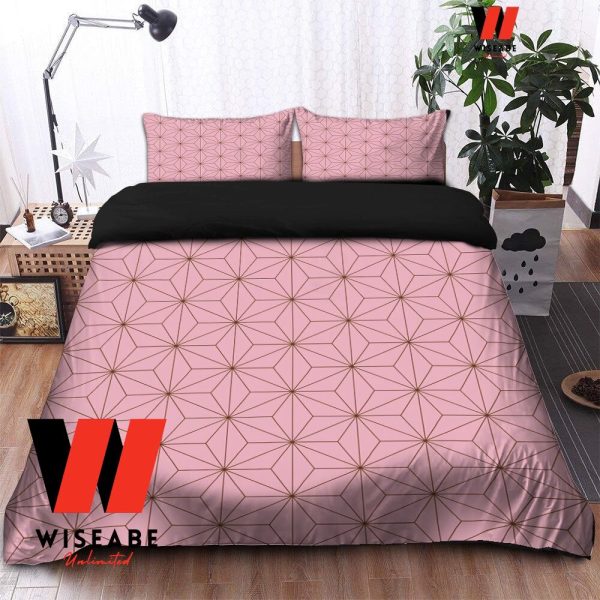 Cheap Black Pink Nezuko Inspired Demon Slayer Bedding Set, Demon Slayer Nezuko Merch