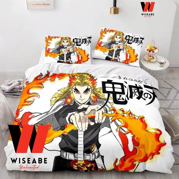 Flame Hashira Rengoku Demon Slayer Anime Bed Set Twin, Demon Slayer Anime Bedroom Decor