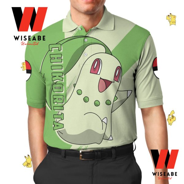 Cheap Chikorita Pokemon Polo Shirt, Pokemon Collared Shirt