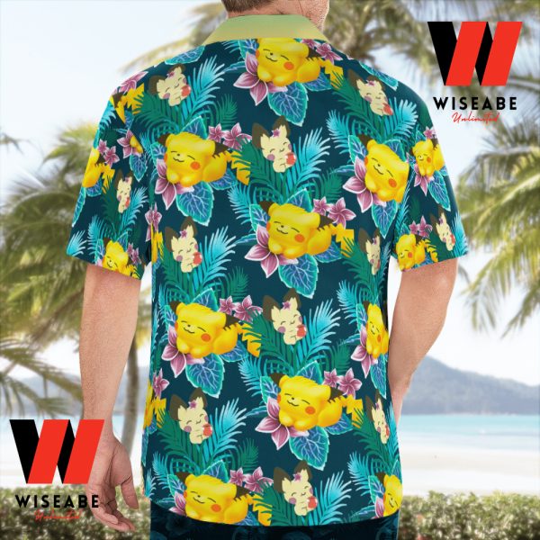 Cheap Pikachu Playing With Tropical Flowers Pokemon Hawaiian Shirt, Pikachu Shirt