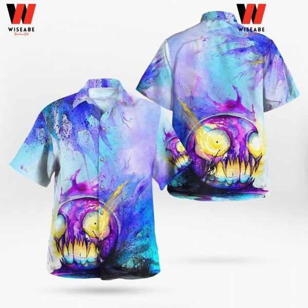 Cheap 3D Gastly Halloween Pokemon Hawaiian Shirt, Pokemon Button Up Shirt