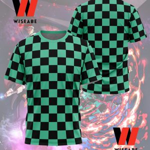 Black And Green Caro Tanjiro Haori Inspired Demon Slayer T Shirt, Tanjiro Kamado Shirt