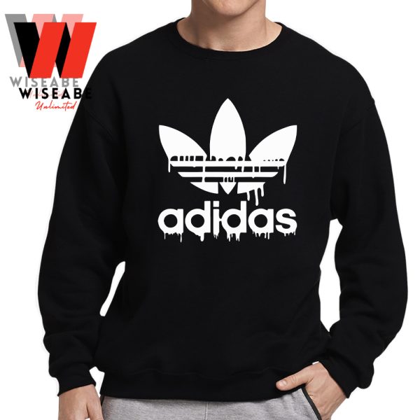 Cheap Dripping Logo Adidas Trefoil Sweatshirt Mens, Black Adidas Logo Hoodie