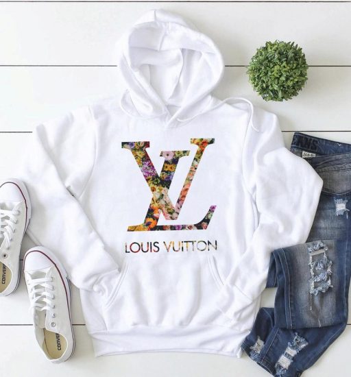 Cheap Floral Louis Vuitton Logo Hoodie , Lv Shirts Mens