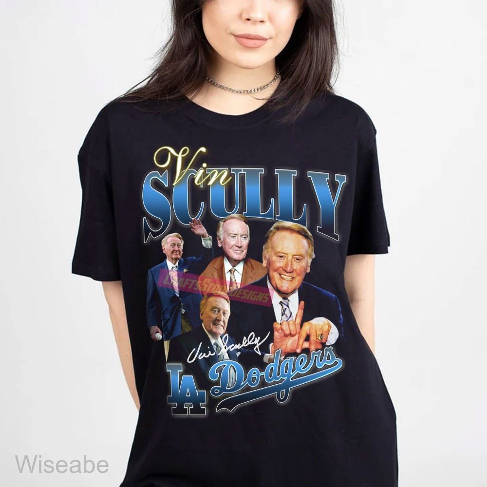 RIP Vin Scully Legendary Los Angeles Dodgers Sports Commentator 90s T-Shirt  - Wiseabe Apparels