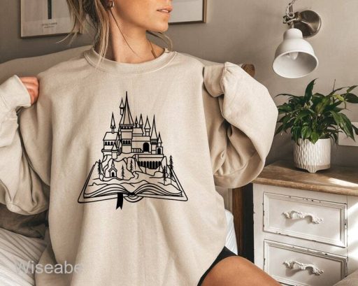 Vintage Hogwarts School Pattern Harry Potter Crew Neck Sweatshirt, Harry Potter Merchandise