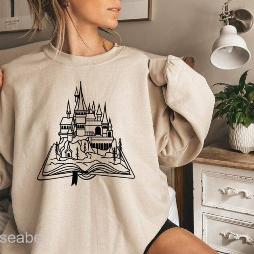 Vintage Hogwarts School Pattern Harry Potter Crew Neck Sweatshirt, Harry Potter Merchandise