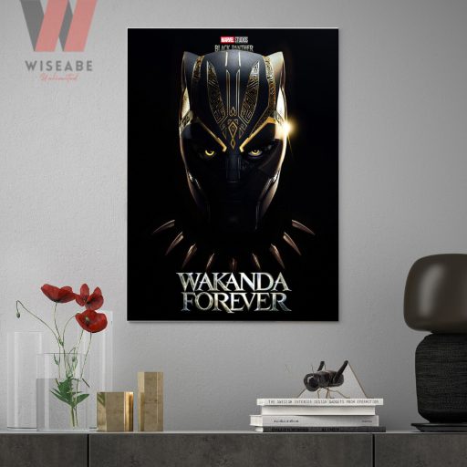 Gold Black Panther Wakanda Forever Marvel Movie Poster