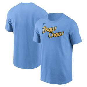 Cheap Milwaukee MLB Brew Crew Nike Blue Brewers T Shirt - Wiseabe Apparels