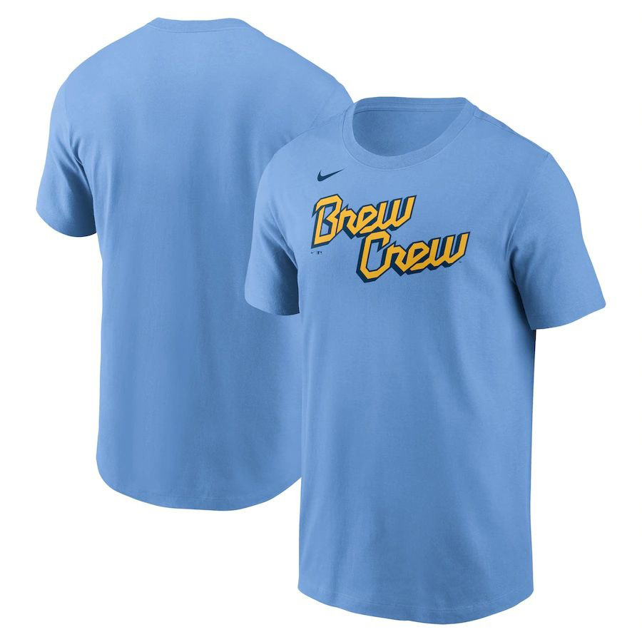 Cheap Milwaukee MLB Brew Crew Nike Blue Brewers T Shirt - Wiseabe