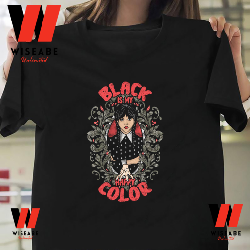 Black Is My Happy Color Wednesday Addams Jenna Ortega Halloween Crewneck T Shirt