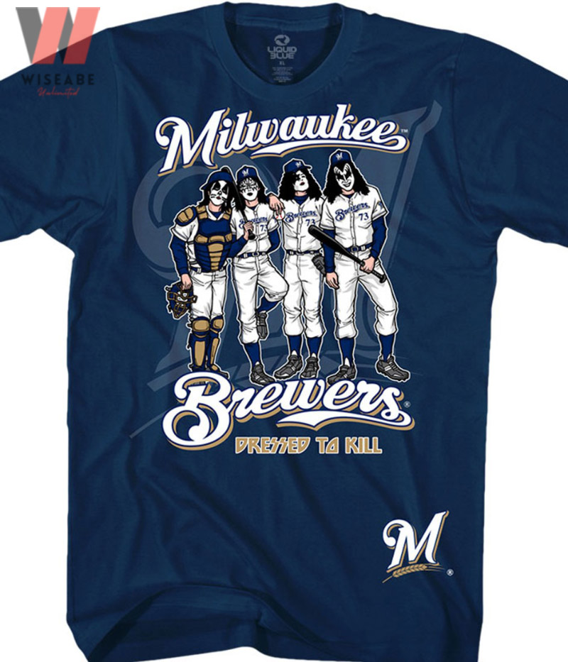 Cheap Logo Milwaukee MLB Blue Brewers Shirt - Wiseabe Apparels