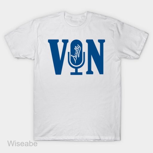 Memorial RIP Vin Scully Iconic Former Los Angeles Dodgers Broadcaster White Microphone T-Shirt