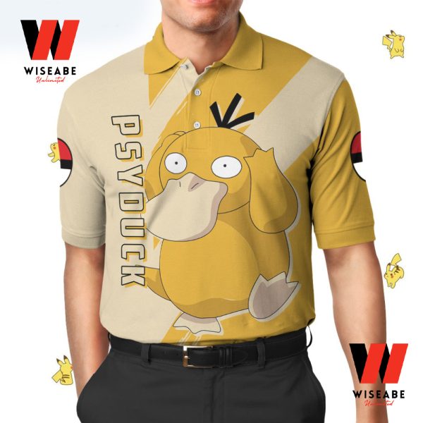 Cheap Yellow Psychoduck Pokemon Polo Shirt, Pokemon Collared Shirt,Pokemon Gifts For Adults