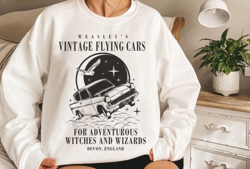 Weasleys Vintage Flying Cars For Adventurous Witches And Wizards Sweatshirt,  Harry Potter Merchandise