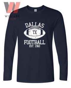 Retro NLF Football Team Navy Blue Cowboys Long Sleeve Shirt