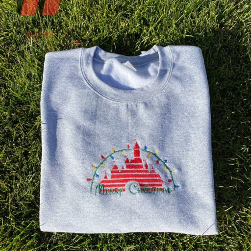 Embroidered Merry Christmas Disney World Crewneck Sweatshirt