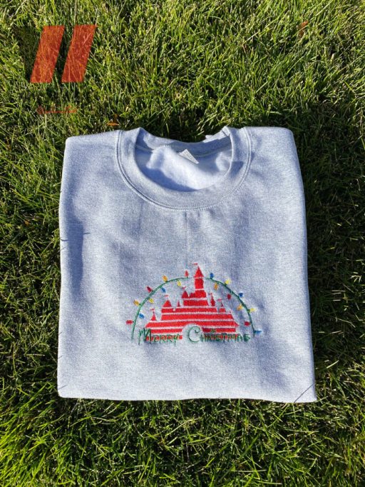 Embroidered Merry Christmas Disney World Crewneck Sweatshirt