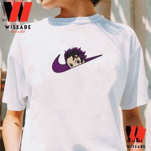 Purple Tanjiro Demon Slayer Nike Embroidered Sweatshirt, Anime Embroidered Sweatshirt