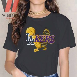 Cheap MLB Baseball Team Champion Trophies Lakers Dodgers Shirt