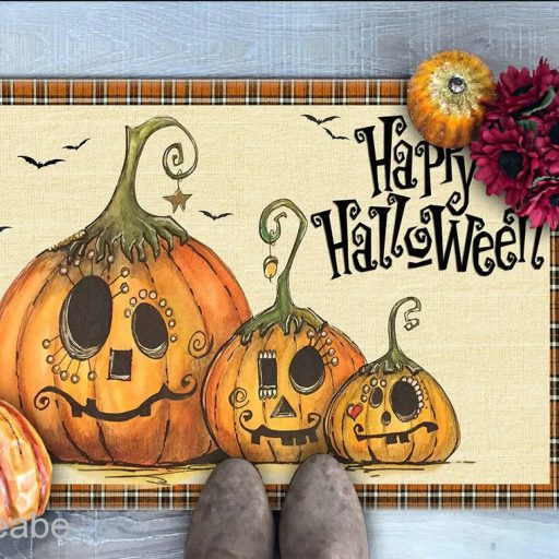 Happy Halloween Stupid Pumpkins Doormat, Halloween Front Door Decoration