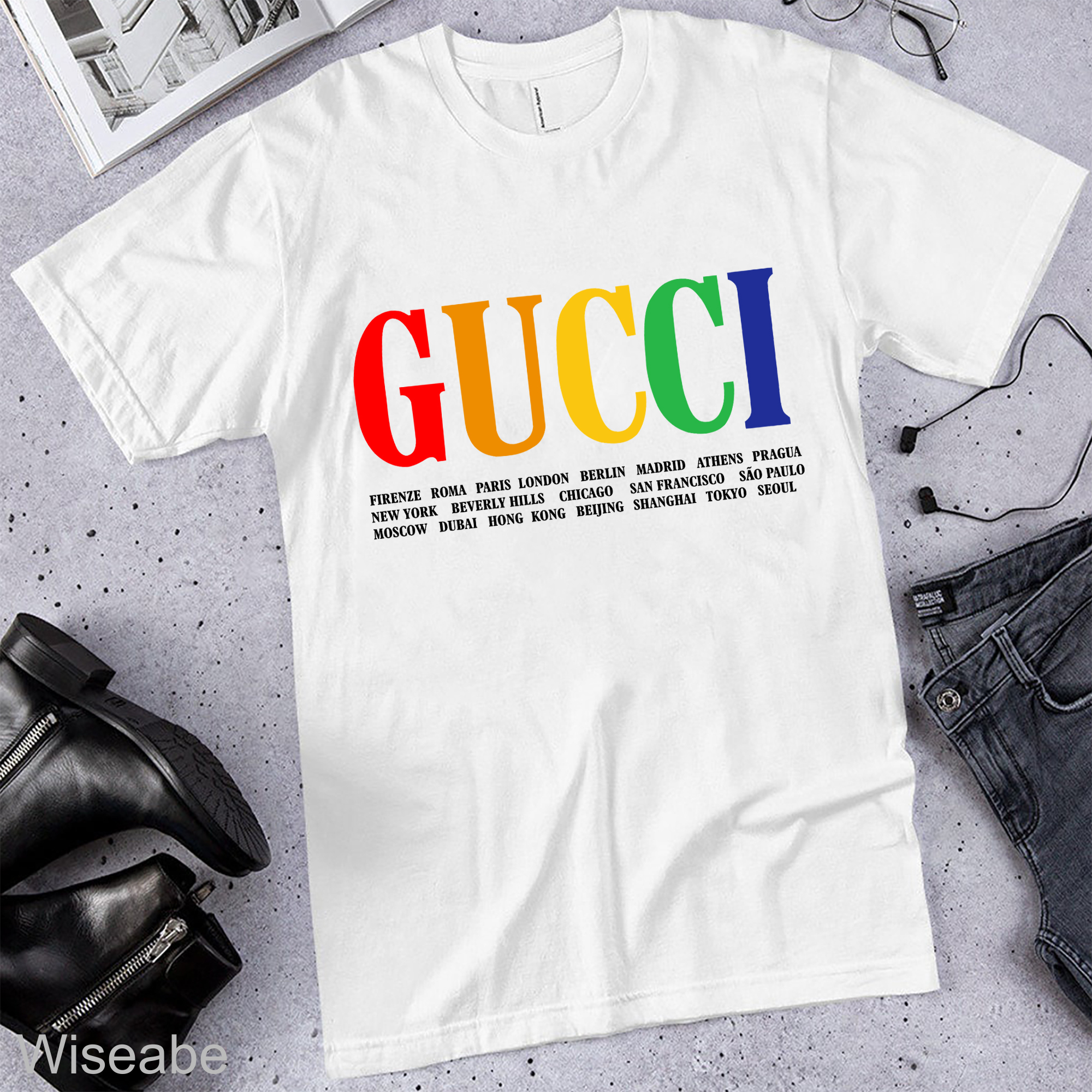 Gucci And CIty The World T-Shirt, CHeap Gucci Shirt For Mens - Wiseabe Apparels