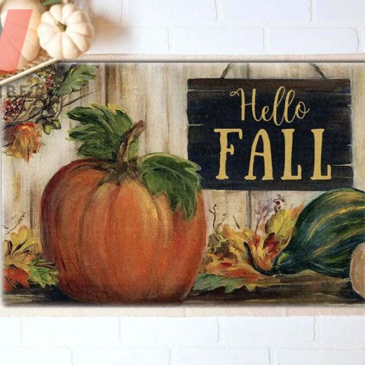 Watercolor Pumpkin Fall Doormat, Thanksgiving Door Decor