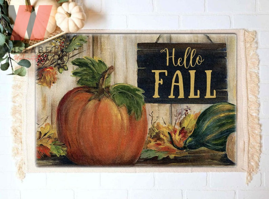 Watercolor Pumpkin Fall Doormat, Thanksgiving Door Decor