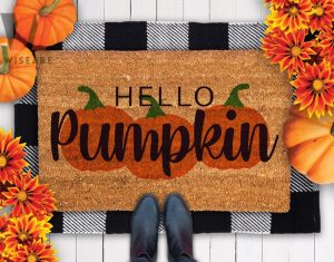 Hello Pumpkin Autumn Vibes Fall Doormat