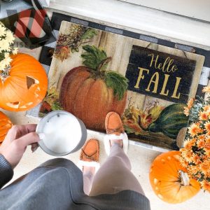 Watercolor Pumpkin Fall Doormat, Thanksgiving Door Decor