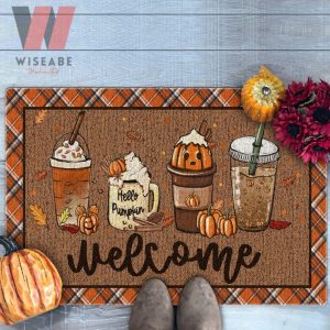 Thanksgiving Fall Coffee Welcome Fall Doormat, Thanksgiving Door Decor