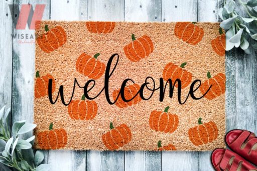 Cheap Pumpkin Patterns Welcome Fall Doormat, Thanksgiving Door Decor